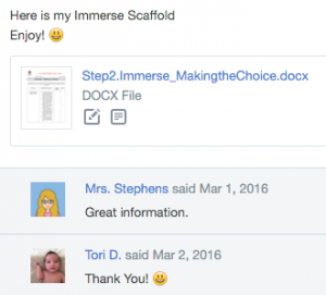 Scaffold feedback - Immerse